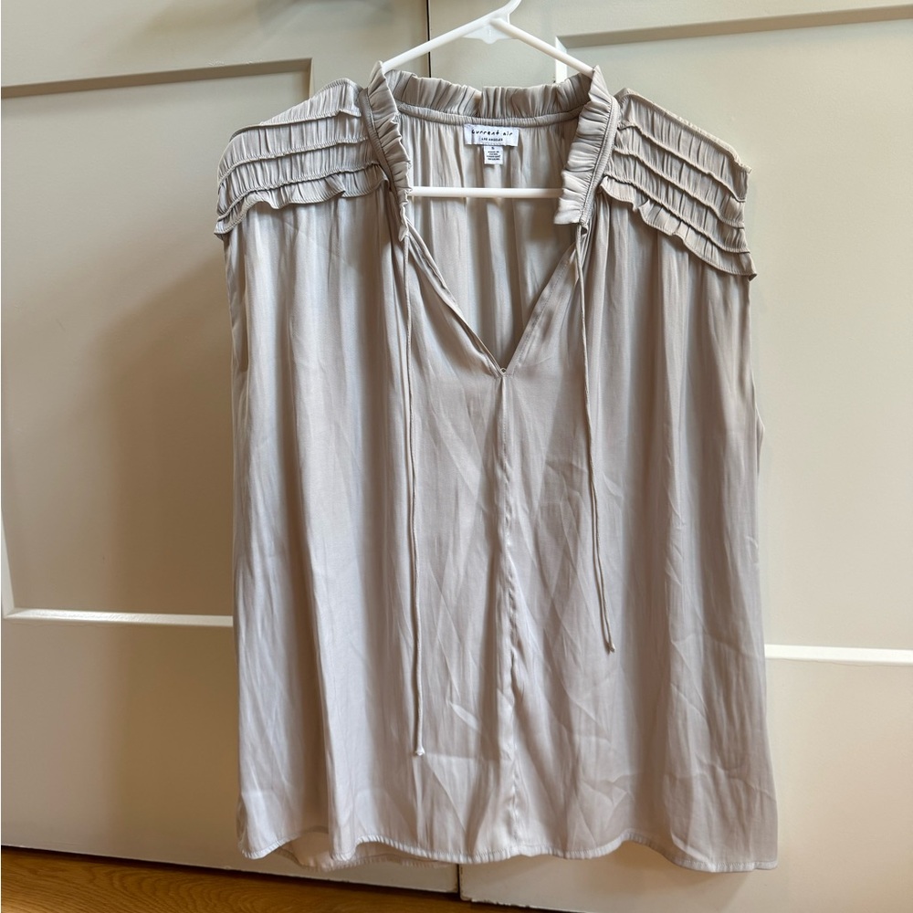 Current Air Light Gray Blouse with Pleated Shoulders